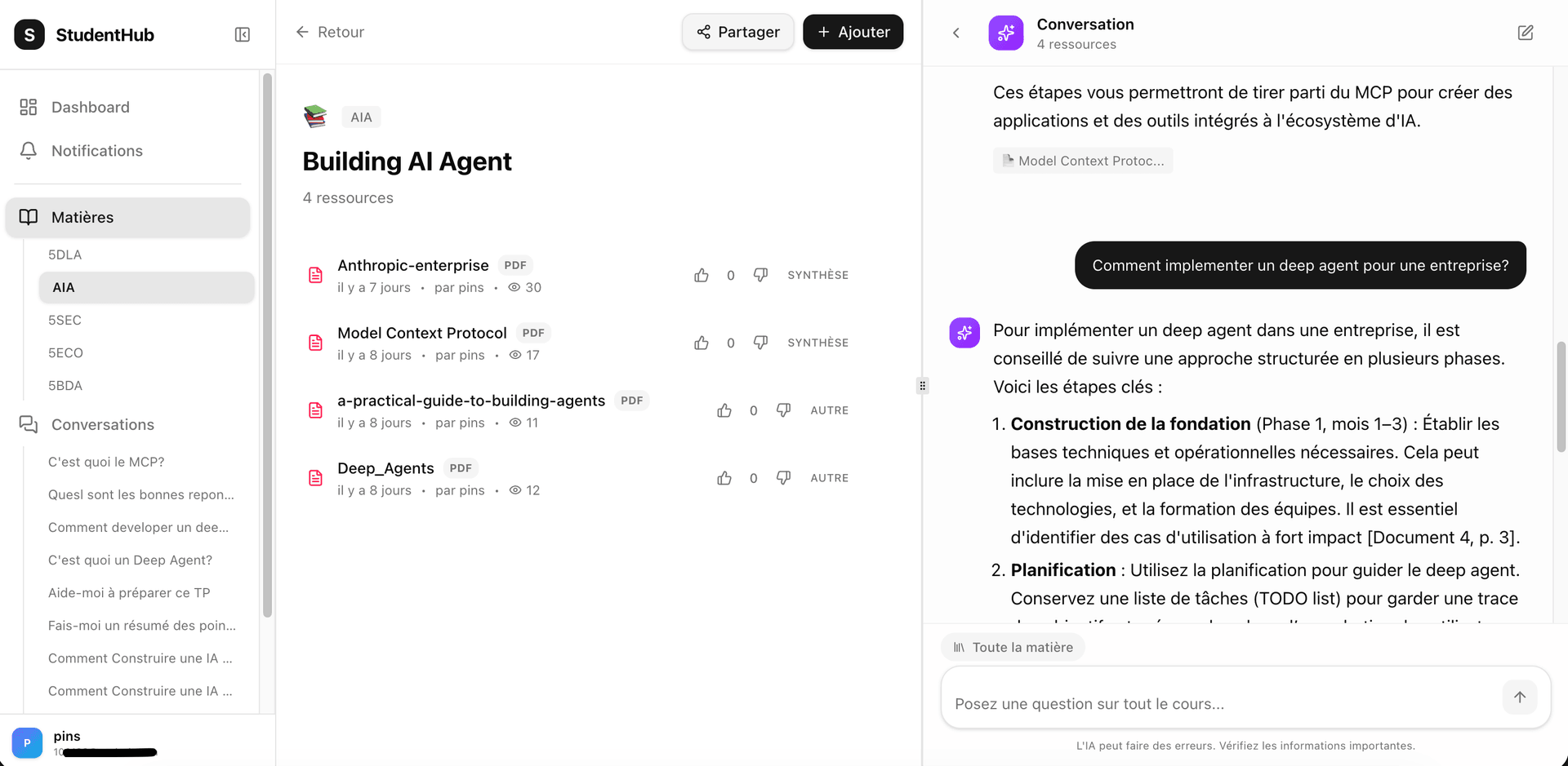 StudentHub — AI implementation by Prestilien Pindoh